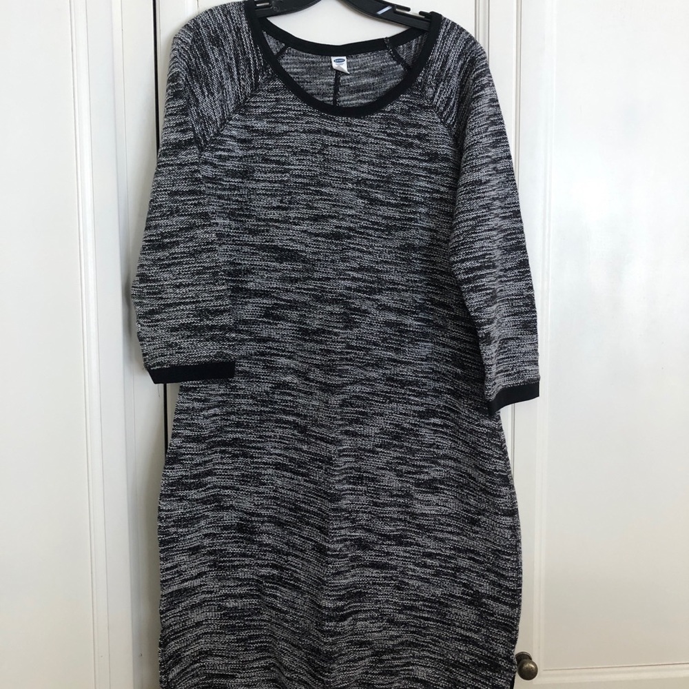 Black and White Marled Cotton Shift Dress
